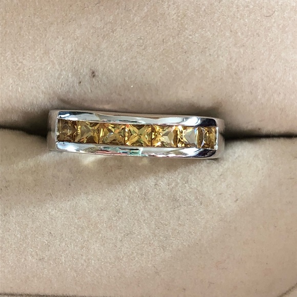 Sterling Silver Channel Set Citrine Band Ring - Picture 4 of 7